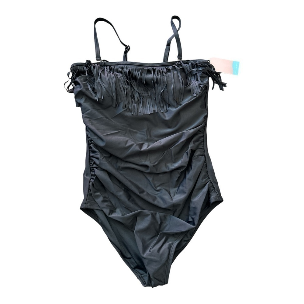 Smismivo Swimsuit Solid Black Fringe Women’s Size Medium Removable Straps NWT - Picture 5 of 9